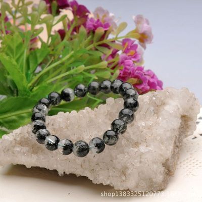 純天然精品9mm綠幽靈圓珠手鏈 墨綠深綠，招財(cái)納福